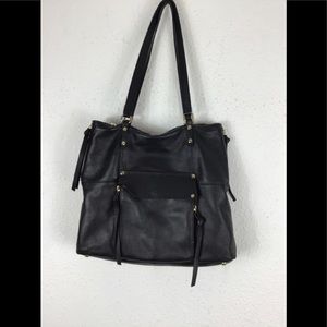 Kooba black leather tote shoulder handbag this will hold a computer